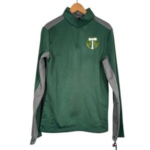 NWT Fanatics Portland Timbers MLS Pullover 1/4 Zip Green Gray Mens S